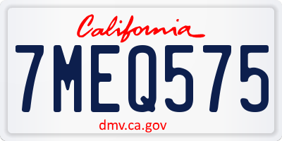 CA license plate 7MEQ575