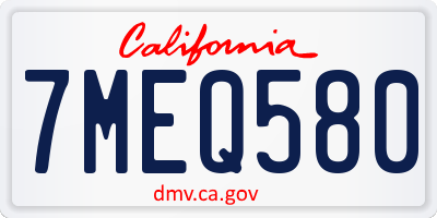 CA license plate 7MEQ580