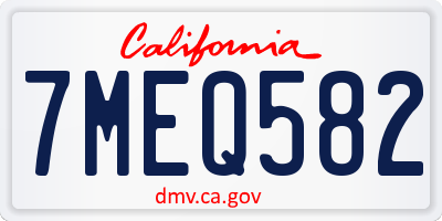 CA license plate 7MEQ582