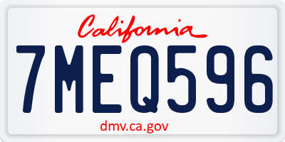 CA license plate 7MEQ596