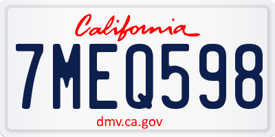 CA license plate 7MEQ598