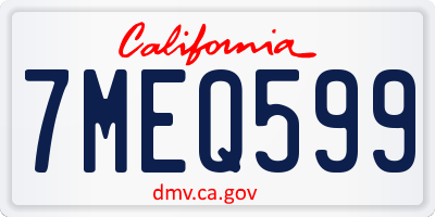 CA license plate 7MEQ599