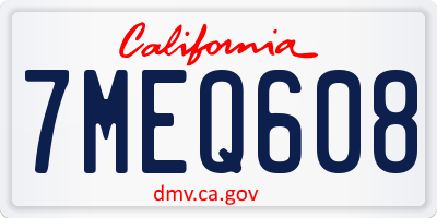 CA license plate 7MEQ608