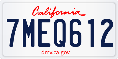 CA license plate 7MEQ612