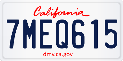 CA license plate 7MEQ615