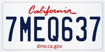 CA license plate 7MEQ637