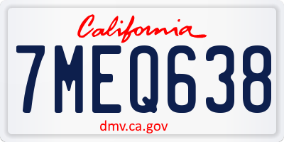 CA license plate 7MEQ638