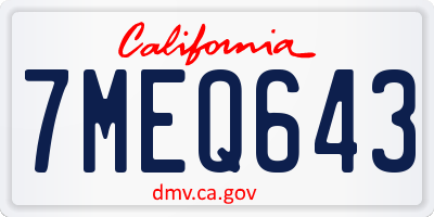 CA license plate 7MEQ643