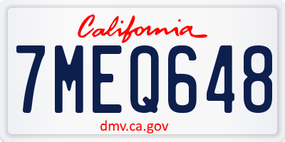 CA license plate 7MEQ648