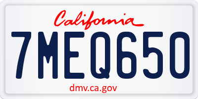 CA license plate 7MEQ650