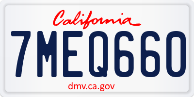 CA license plate 7MEQ660