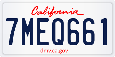 CA license plate 7MEQ661