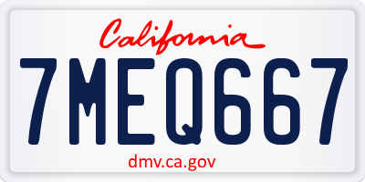 CA license plate 7MEQ667