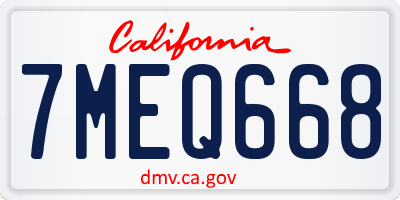 CA license plate 7MEQ668