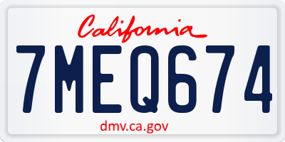 CA license plate 7MEQ674