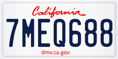 CA license plate 7MEQ688