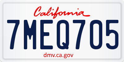 CA license plate 7MEQ705