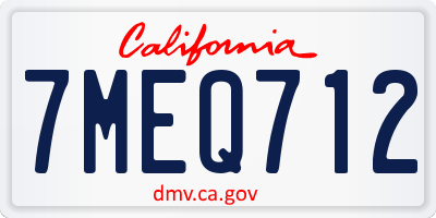 CA license plate 7MEQ712