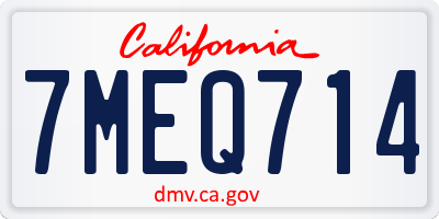 CA license plate 7MEQ714