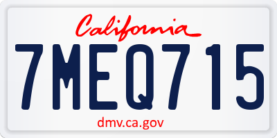 CA license plate 7MEQ715