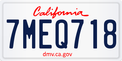 CA license plate 7MEQ718