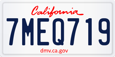 CA license plate 7MEQ719