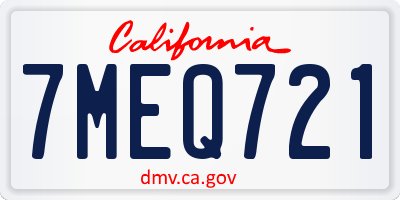 CA license plate 7MEQ721