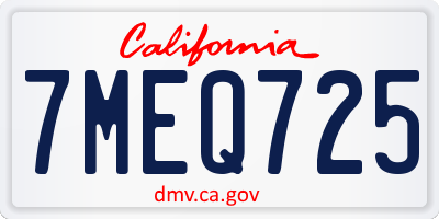 CA license plate 7MEQ725