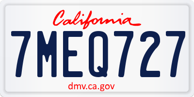 CA license plate 7MEQ727