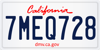 CA license plate 7MEQ728