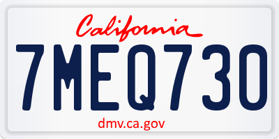 CA license plate 7MEQ730