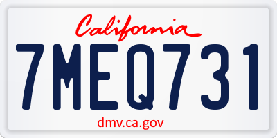 CA license plate 7MEQ731