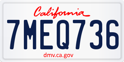 CA license plate 7MEQ736