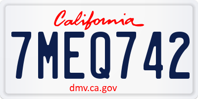 CA license plate 7MEQ742