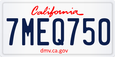 CA license plate 7MEQ750