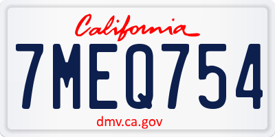 CA license plate 7MEQ754