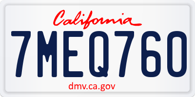 CA license plate 7MEQ760