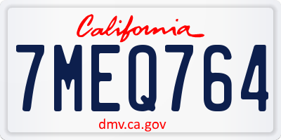 CA license plate 7MEQ764