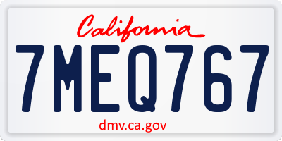 CA license plate 7MEQ767