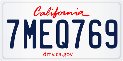 CA license plate 7MEQ769