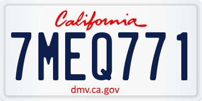 CA license plate 7MEQ771