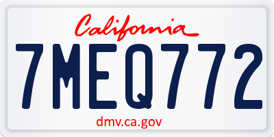 CA license plate 7MEQ772