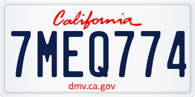 CA license plate 7MEQ774