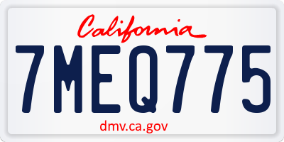 CA license plate 7MEQ775