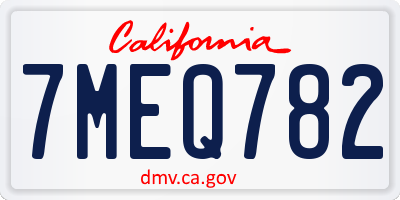 CA license plate 7MEQ782
