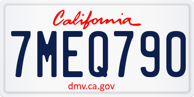 CA license plate 7MEQ790