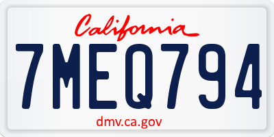 CA license plate 7MEQ794