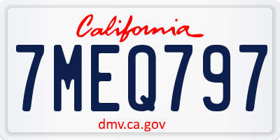 CA license plate 7MEQ797