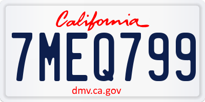 CA license plate 7MEQ799