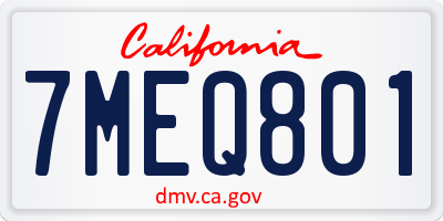 CA license plate 7MEQ801